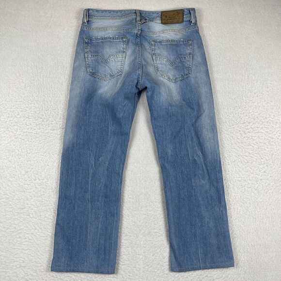 Diesel Jeans Mens 30x32 Blue Straight Larkee Button Fly (Hemmed Inseam‎ 26") - Picture 2 of 16